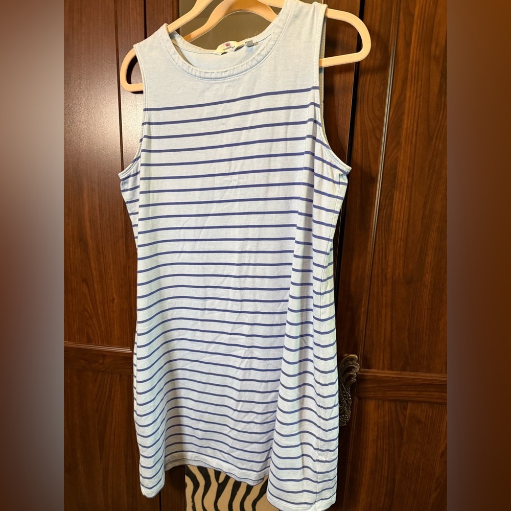 Vineyard Vines Light Blue and Navy Striped Sleeveless Dress - Picture 2 of 6